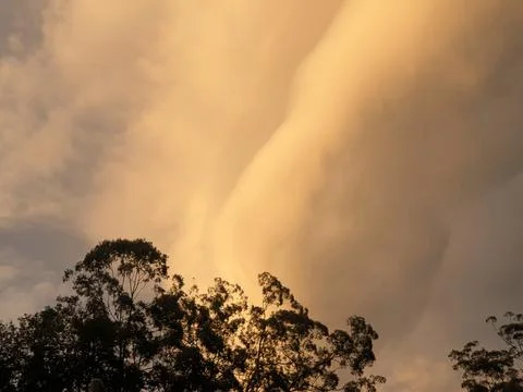 A dramatic array of storm clouds at sunset Stock Photos