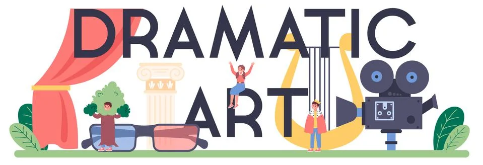 Dramatic art typographic header. Children creative subject, school Stock Illustration