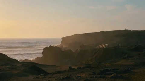 Dramatic Atlantic Coast at Golden Hour. Stock Footage 327039418