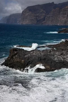 Dramatic Atlantic Waves Crashing on Cliffs Stock Photos
