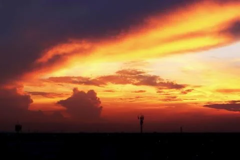 Dramatic atmosphere panorama summer view of beautiful tropical twilight sky. Stock Photos
