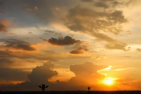 Dramatic atmosphere panorama summer view of beautiful tropical twilight sky. Stock Photos