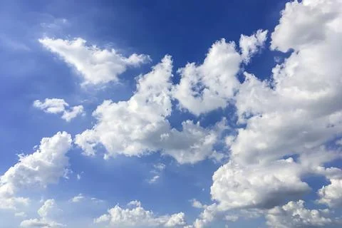 Dramatic atmosphere panorama view of beautiful summer morning blue sky. Stock Photos