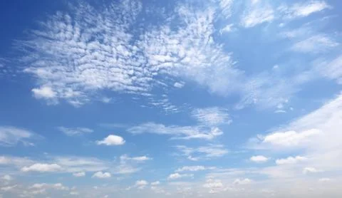 Dramatic atmosphere panorama view of beautiful morning blue sky and clouds. Foto stock