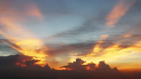 Dramatic atmosphere panoramic view of colorful twilight sky and clouds with.. Stock Photos