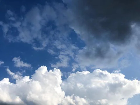 The dramatic background is cloudy. the sky is made of textured clouds. Stock Photos