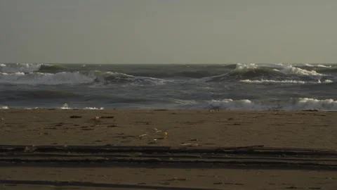 Dramatic background concept of hidden power on a wild nature sea shore at Stock Footage 328748850
