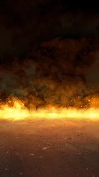 Dramatic background with a textured ground surface and a glowing golden neb.. Foto stock