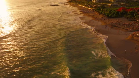 Dramatic Bali Sunset Over Canggu Shoreline – Aerial View Video stock 317194945