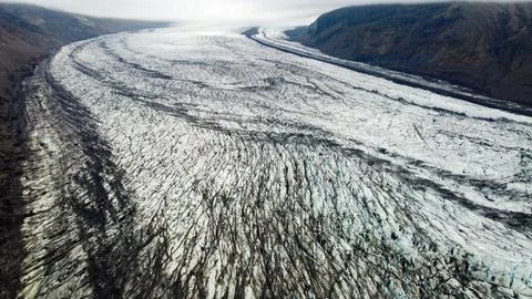 Dramatic Basalt Canyon Turquoise River Iceland Aerial View Stock Photos