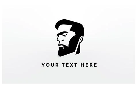 Dramatic Bearded Man face Logo Stock Illustration