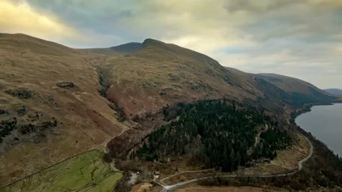 Dramatic beauty of the Cumbrian countryside through mesmerizing drone foota.. Vidéo 246047890