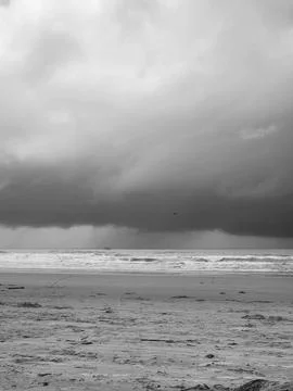 Dramatic Black and White Beach Stock Photos