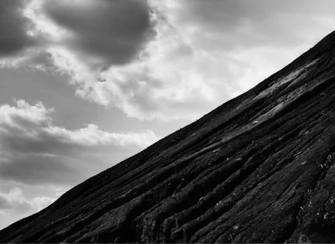 Dramatic black and white mountain slope landscape background Stock Photos