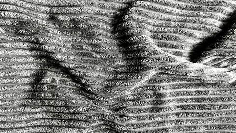 Dramatic black and white sand ripples undulate with intricate shadows in sere Stock Photos