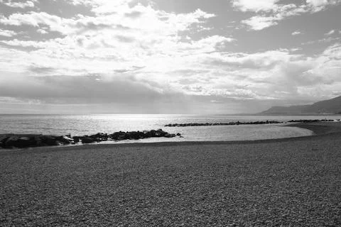 Dramatic Black and White Seascape in Ventimiglia Stock-Fotos