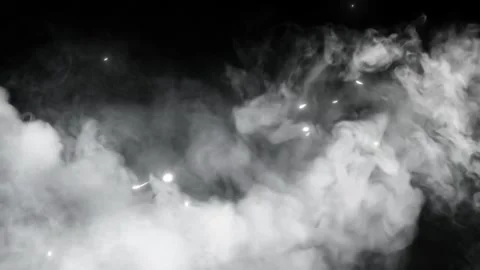 Dramatic black and white smoke swirls with glowing embers in abstract motion 库存影片 342896745