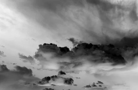 Dramatic black and white storm clouds in sky 写真素材