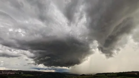 Dramatic black and white time-lapse of ominous storm clouds gathering Stock Footage 331046921