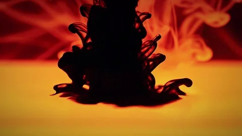 Dramatic Black Ink Liquid Splash on Red Background Motion Video Stock Footage 345678953