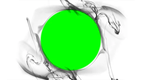 Dramatic black ink motion forming a frame around a green screen circle Stock Footage 300367499