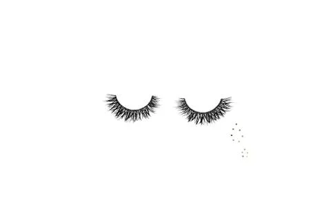 Dramatic black long false eyelashes placed in the shape of a human eye decora Stock Photos