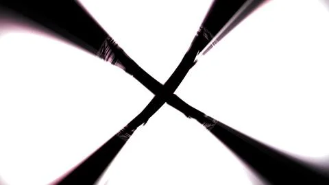 Dramatic black silhouettes crossing against bright white background Stock Illustration