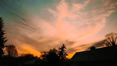 A Dramatic Blue and Orange Cloudscape Stock Photos