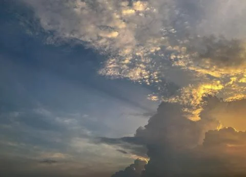 Dramatic blue and orange sky in thailand Stock Photos