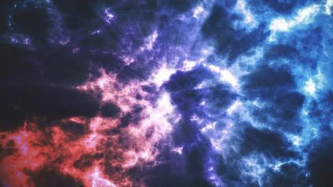Dramatic blue and red glowing nebula cosmic background Stock Illustration