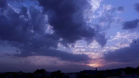 Dramatic Blue Evening Sky And Clouds Timelapse, Stock Footage 134585666