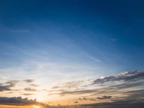 Dramatic blue orange sky in the evening Stock Photos