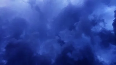Dramatic Blue Sky Clouds, Atmospheric Stormy Weather, Abstract Background Stock Photos