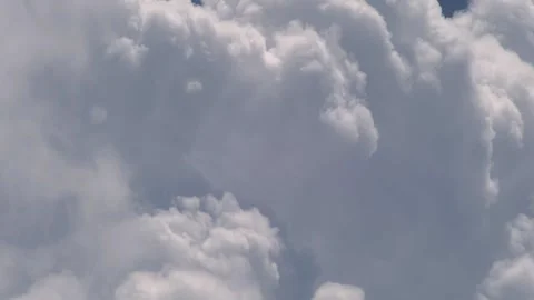 Dramatic Boiling White Cloud Formation in Sky, Vintage Telephoto Lens Footage Видео 333436108