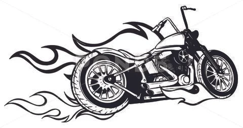 Dramatic burning motorcycle engulfed in fierce fiery orange flames and fire Stock Illustration