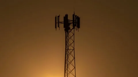 Dramatic Cell Tower Sunrise Time-lapse Stock Footage 138222314