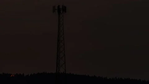 Dramatic Cell Tower Sunrise Time-lapse. Stock Footage 138410284