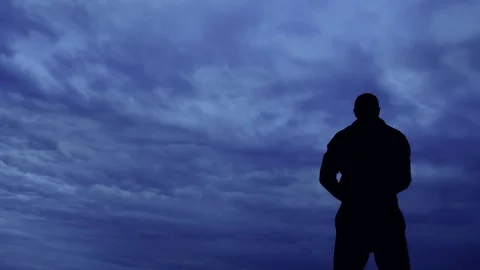 Dramatic champion with gold winner cup Stock Footage 76449482