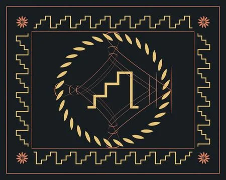 A dramatic charcoal composition combines a gold laurel wreath, coral linewo.. 스톡 일러스트
