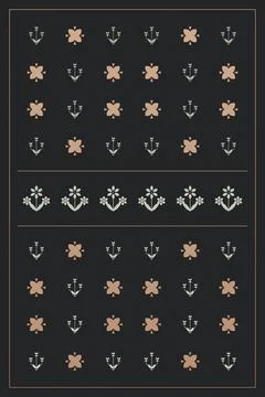 A dramatic charcoal textile pattern alternates terracotta blossoms with ivo.. Иллюстрация