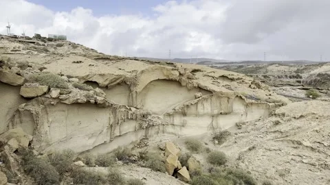 Dramatic Chasnera Slab rock formations near Arco de Tajao, Tenerife Stock Footage 327929561
