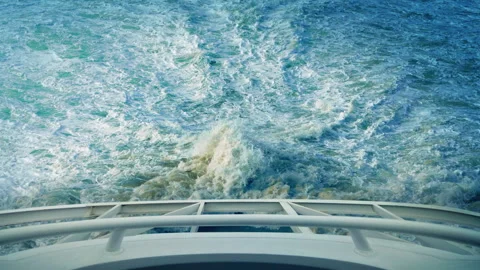 Dramatic Churning Wake Behind Ship Stock Footage 341806584