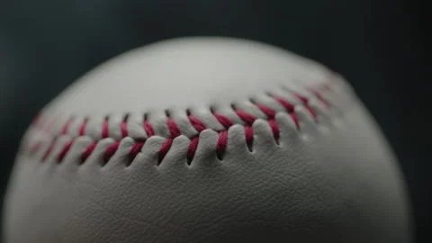 Dramatic, cinematic macro texture shots of a baseball Stock Footage 266190059