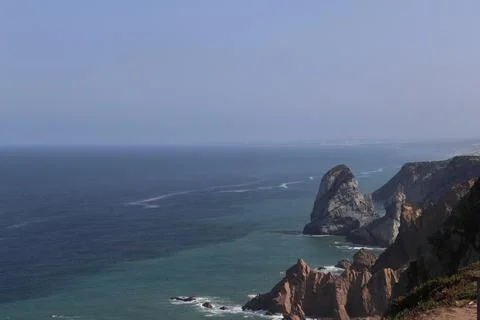 Dramatic cliffs and rock formations at Cabo da Roca, Portugal. Stock Photos