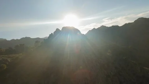 The dramatic cliffs and rushing river of Torrent de Pareis, Mallorca, are 스톡 동영상 295860635