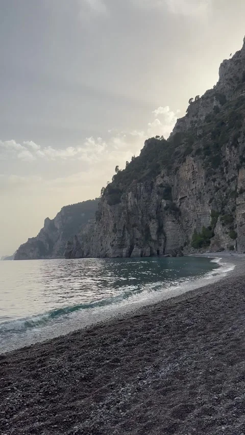Dramatic Cliffs and Sea at Spiaggia di Tordigliano, Italy Stock Footage 280012357