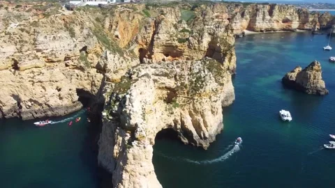 Dramatic Cliffs of Ponta da Piedade Stock Footage 340962878