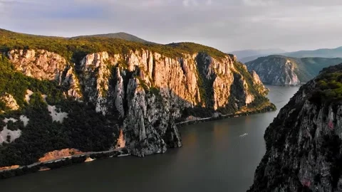 Dramatic Cliffside Canyon at Sunset Stock Footage 322829359