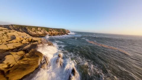 Dramatic cliffside ocean footage Video stock 346074906