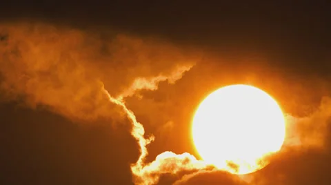 Dramatic close up red sunset tracking timelapse. Fiery sun and clouds 2 Stock Footage 37106091